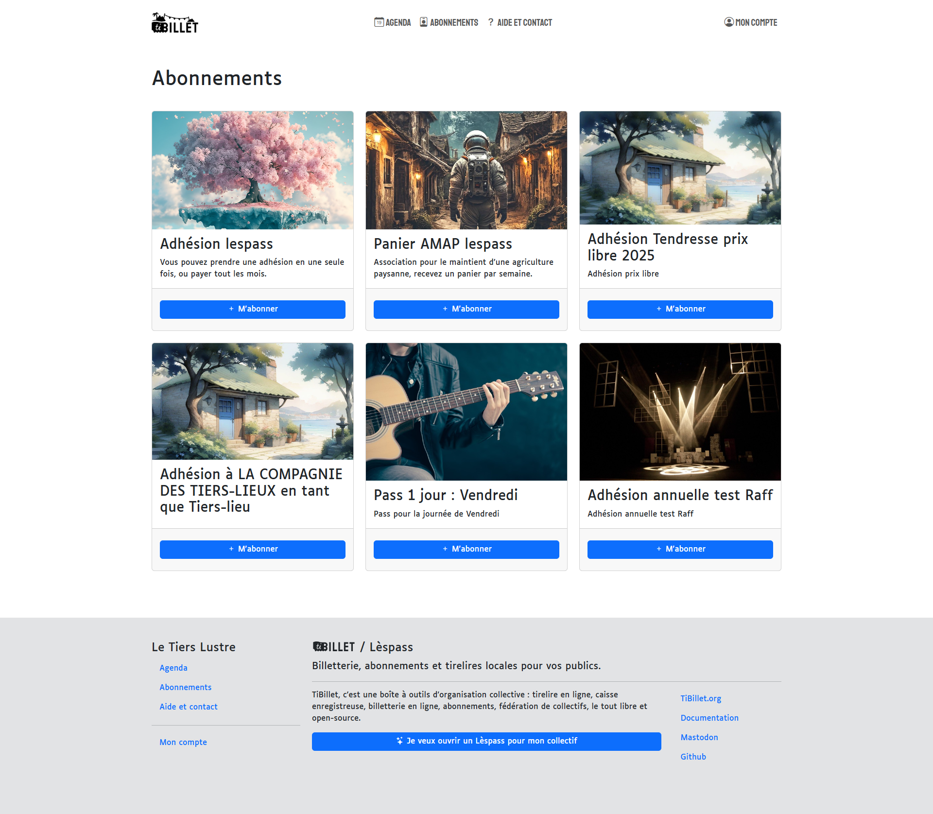 subscriptions page