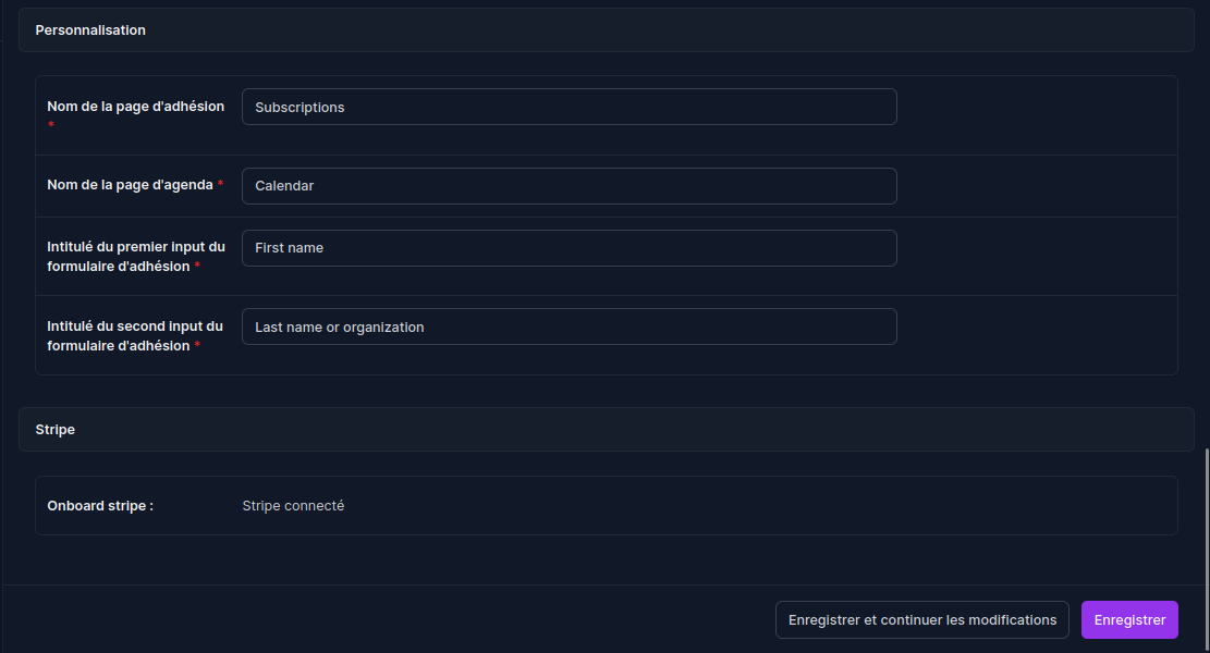 Configuration parametre