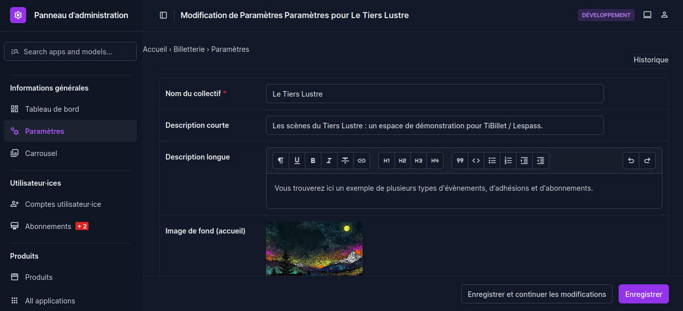 Page d'accueil