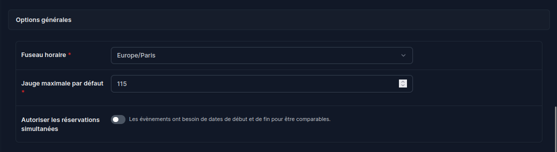 Configuration parametre